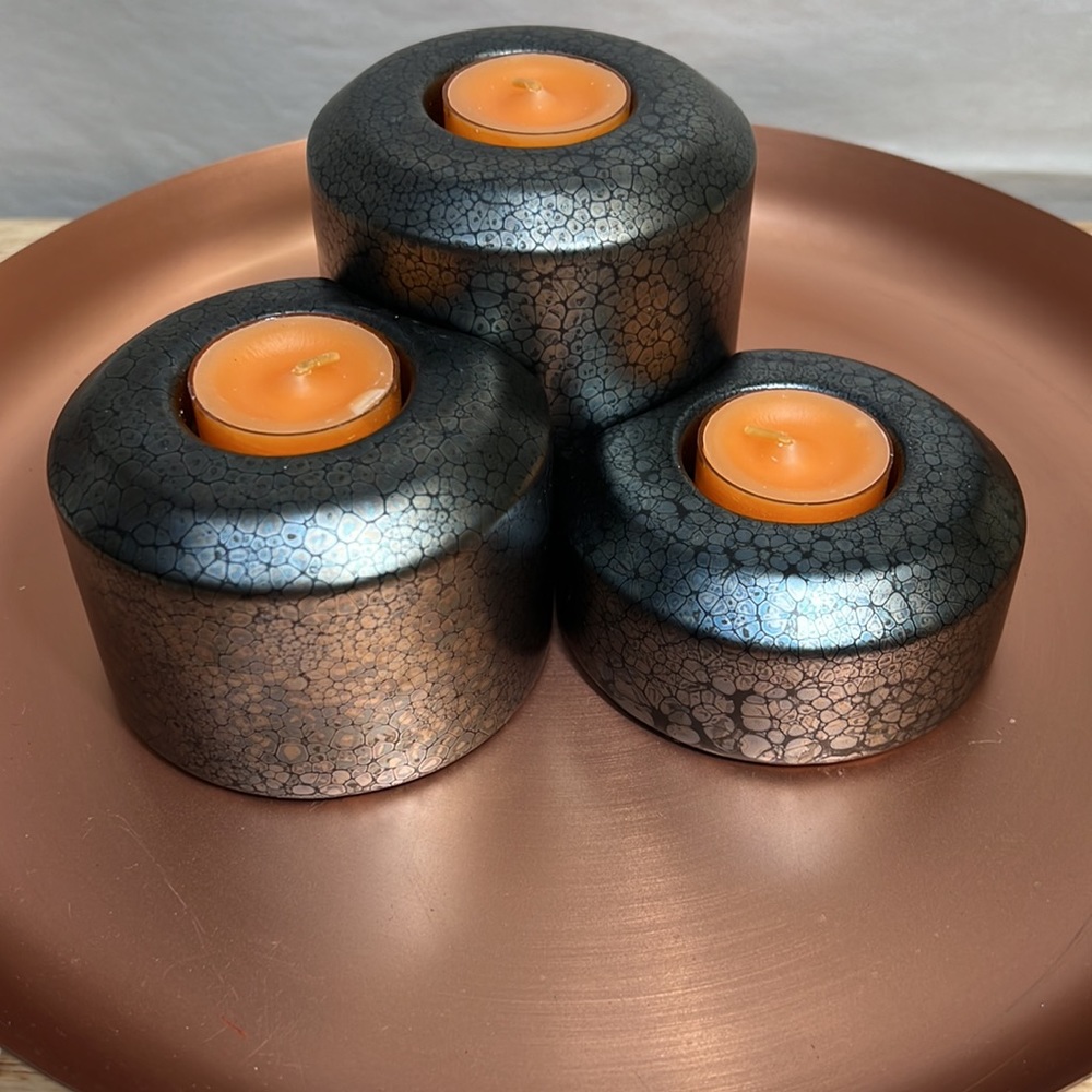 PARTYLITE STEPPING STONES 3 TEALIGHT  CANDLE HOLDERS